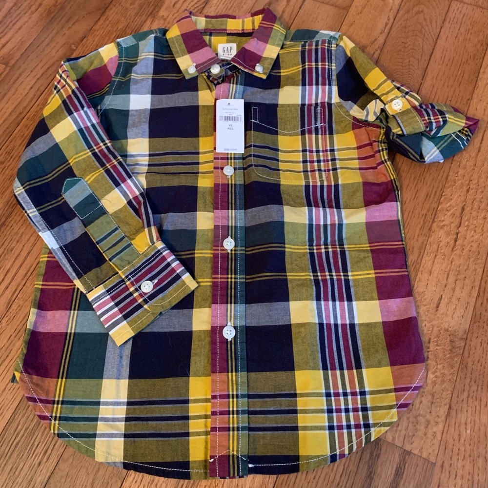 Gap Kids Boys Plaid Dress Shirt Size XS